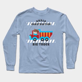 Vector illustration of contruction vehicle with cute litle animal driver. Long Sleeve T-Shirt